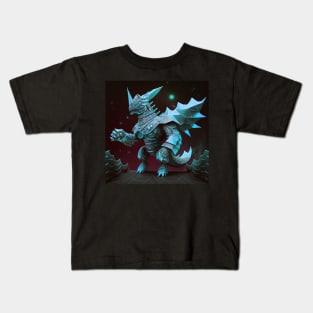 the golden armored kaiju ecopop in mexican patterns dragon winged beast 1 Kids T-Shirt